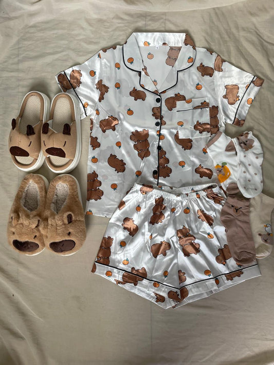 PIJAMA SATIN + PANTUFLA + OBSEQUIO