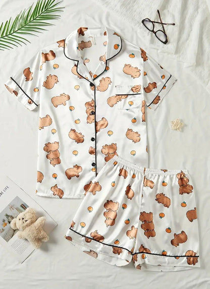 PIJAMA SATIN + PANTUFLA + OBSEQUIO